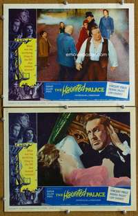 t366 HAUNTED PALACE 2 movie lobby cards '63 Vincent Price, no face!