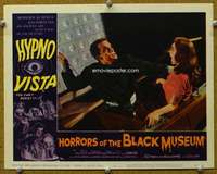 t280 HORRORS OF THE BLACK MUSEUM movie lobby card #4 '59 wild image!
