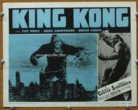 t092 KING KONG movie lobby card #8 R52 above the New York skyline!