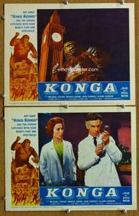 t336 KONGA 2 movie lobby cards '61 great image of ape by Big Ben!