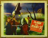 t117 MAN FROM PLANET X movie lobby card #1 '51 greeting the alien!