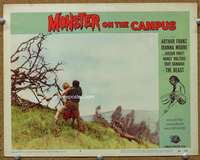 t251 MONSTER ON THE CAMPUS movie lobby card #2 '58 he attacks girl!