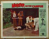 t255 MONSTER ON THE CAMPUS movie lobby card #4 '58 one of his victims!
