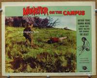 t253 MONSTER ON THE CAMPUS movie lobby card #6 '58 the beast is dead!