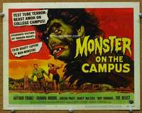 t250 MONSTER ON THE CAMPUS movie title lobby card '58 Jack Arnold, horror!