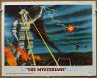 t290 MYSTERIANS movie lobby card #4 '59 great giant robot close up!