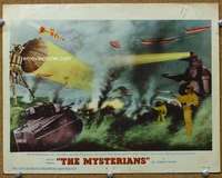 t291 MYSTERIANS movie lobby card #5 '59 wild giant battle scene!