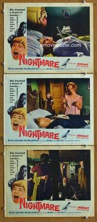 t388 NIGHTMARE 3 movie lobby cards '64 Hammer, English horror!
