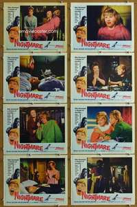 t387 NIGHTMARE 8 movie lobby cards '64 Hammer, English horror!