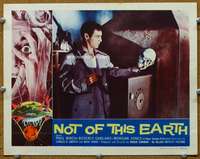 t229 NOT OF THIS EARTH movie lobby card '57 Roger Corman, cool skull!