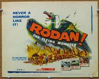 t187 RODAN movie title lobby card '56 The Flying Monster, Toho, Honda