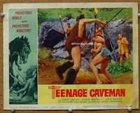t264 TEENAGE CAVEMAN movie lobby card #1 '58 teenager fights giant!