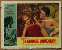 t260 TEENAGE CAVEMAN movie lobby card #4 '58 Robert Vaughn lusting!