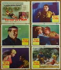 t299 TERROR IS A MAN 6 movie lobby cards '59 H.G. Wells, horror!
