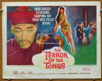 t345 TERROR OF THE TONGS movie title lobby card '61 Chris Lee, opium dreams!