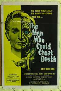 t703 MAN WHO COULD CHEAT DEATH one-sheet movie poster '59 Hammer, Lee