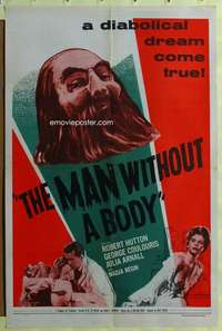t704 MAN WITHOUT A BODY one-sheet movie poster '57 diabolical dream!