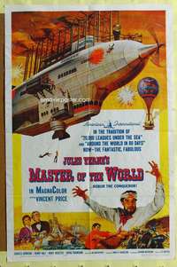 t707 MASTER OF THE WORLD one-sheet movie poster '61 Jules Verne, Price