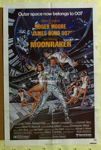 t709 MOONRAKER one-sheet movie poster '79 Roger Moore as James Bond!