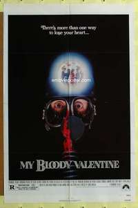 t714 MY BLOODY VALENTINE one-sheet movie poster '81 bloody gas mask image!