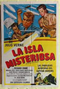 t715 MYSTERIOUS ISLAND Spanish/U.S. one-sheet movie poster '51 sci-fi serial!