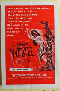 t718 NAKED WITCH one-sheet movie poster '64 fantastic silly horror image!