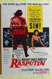 t722 NIGHT THEY KILLED RASPUTIN one-sheet movie poster '62 Edmund Purdom