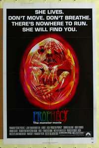 t739 PROPHECY She Lives style 1sh '79 John Frankenheimer, art of monster in embryo by Paul Lehr!