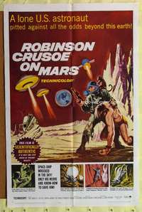 t750 ROBINSON CRUSOE ON MARS one-sheet movie poster '64 Paul Mantee