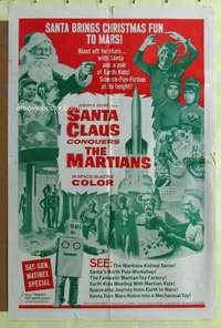 t753 SANTA CLAUS CONQUERS THE MARTIANS one-sheet movie poster '64 wacky!