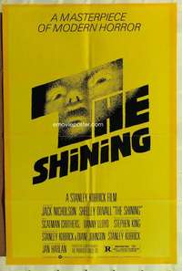 t757 SHINING re-strike 1sh '80s Stephen King & Stanley Kubrick, Jack Nicholson, Saul Bass art!