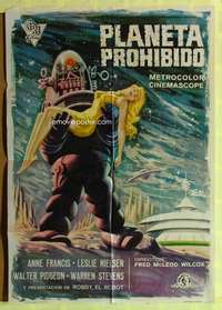 t044 FORBIDDEN PLANET Spanish movie poster '67 Robby the Robot!