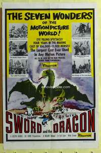 t786 SWORD & THE DRAGON one-sheet movie poster '56 cool monster image!