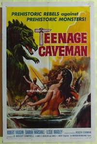 t792 TEENAGE CAVEMAN one-sheet movie poster '58 sexy prehistoric image!