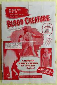 t794 TERROR IS A MAN one-sheet movie poster R64 wacky Blood Creature!