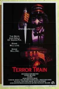 t795 TERROR TRAIN 1sh '80 Ben Johnson, Jamie Lee Curtis, art of masked killer Derek McKinnon!