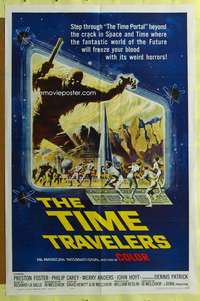 t799 TIME TRAVELERS one-sheet movie poster '64 cool Reynold Brown art!
