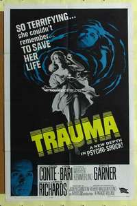 t801 TRAUMA one-sheet movie poster '62 psycho-thriller nightmare!