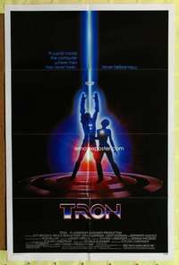 t804 TRON one-sheet movie poster '82 Walt Disney sci-fi, Jeff Bridges