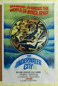 t806 UNDERWATER CITY one-sheet movie poster '61 Lundigan, scuba sci-fi!