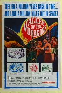 t809 VALLEY OF THE DRAGONS one-sheet movie poster '61 cool dinosaurs!