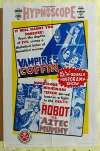 t811 VAMPIRE'S COFFIN/ROBOT VS THE AZTEC MUMMY one-sheet movie poster '64