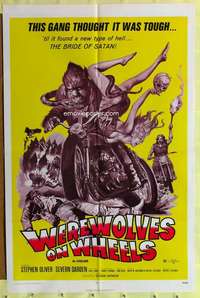 t822 WEREWOLVES ON WHEELS one-sheet movie poster '71 wild monster biker!