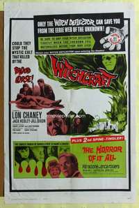 t826 WITCHCRAFT/HORROR OF IT ALL one-sheet movie poster '64 spine-tinglers!