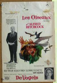 w080 BIRDS Belgian movie poster '63 Alfred Hitchcock, Tippi Hedren