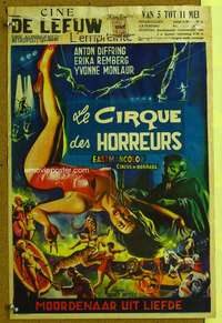 w082 CIRCUS OF HORRORS Belgian movie poster '60 wild horror image!