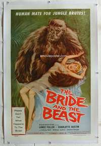 w242 BRIDE & THE BEAST linen one-sheet movie poster '58 Ed Wood classic!