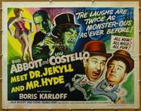 w049 ABBOTT & COSTELLO MEET DR JEKYLL & MR HYDE style B half-sheet movie poster '53