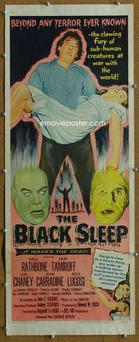 w021 BLACK SLEEP insert movie poster '56 Lon Chaney Jr, Bela Lugosi