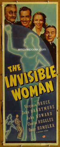 w033 INVISIBLE WOMAN insert movie poster '40 Virginia Bruce, Barrymore